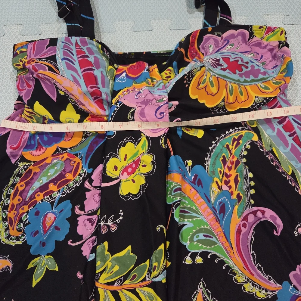 Mazu Swim Womens Floral Plus Size Flared Tankini Swim Top Size 16 - Picture 5 of 9